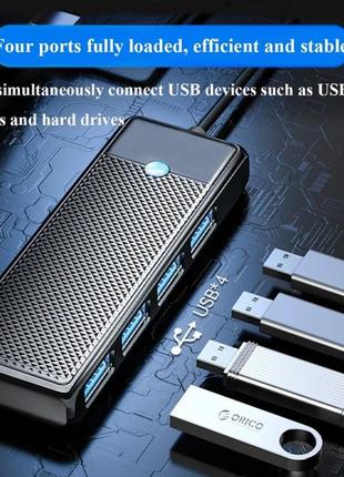 Usb-хаб 3.0 на 4 порти (анодований алюміній, срібло) арт. 041787 фото