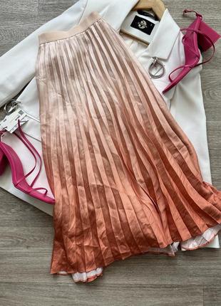 Плиссированная праздничная юбка градиент омбре плиссе персиковая 34/xs