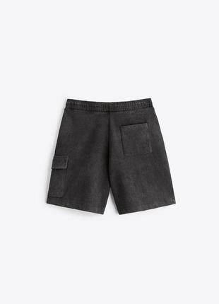 Zara трикотажні шорти з чорного, вареного матеріалу, у стилі карго.