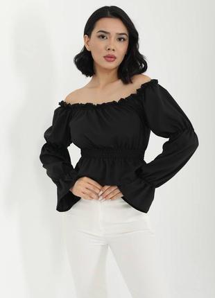 Блуза черная соткрытыми плечами, мод элз-514
