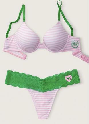 Комплект белья pink wear everywhere push-up в розовую полоску