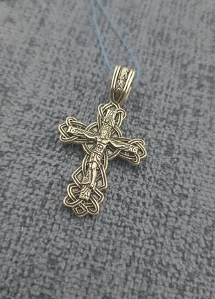 Мужской серебряный кулон крестик ажурный. православный крест из серебра 925