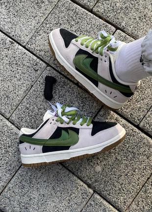 Кросівки nike sb dunk beige/black/green