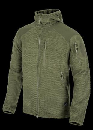 Кофта флісова helikon-tex alpha hoodie jacket grid fleece олива