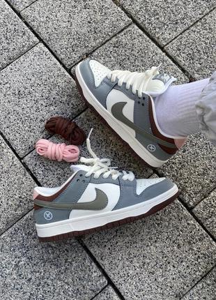 Кроссовки nike sb dunk grey/white/brown