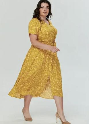 Женское летнее платье горчичное, желтое, штапель 52 р