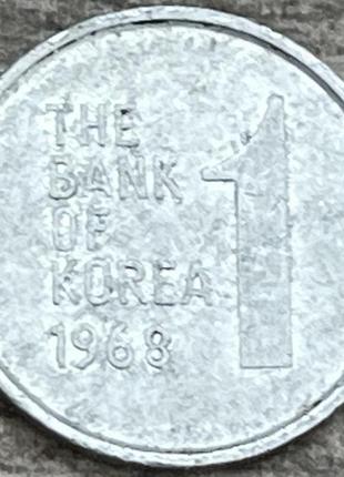 Монета южной кореи 1 вон 1968-70 гг.