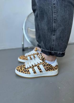 Женские кроссовки adidas campus white leopard