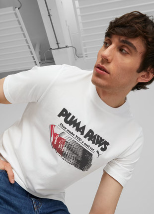 Белая мужская футболка puma paws men's graphic tee новая оригинал из сша
