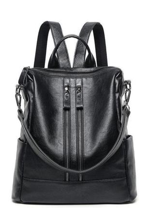 Рюкзак-сумка чорний екошкіра