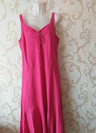 Яскравий лляний сарафан на підкладці