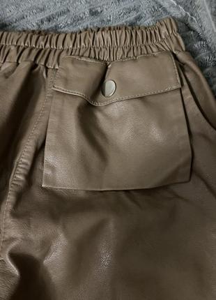 Штани еко шкіра с-м 44-46 жіночі брюки з екошкіри цвет капучино бежевые