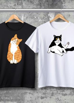 Парні футболки з принтом - котики!