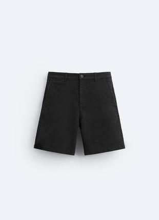 Zara чино-шорты с содержанием эластана, в глубоко черном цвете. slim fit.