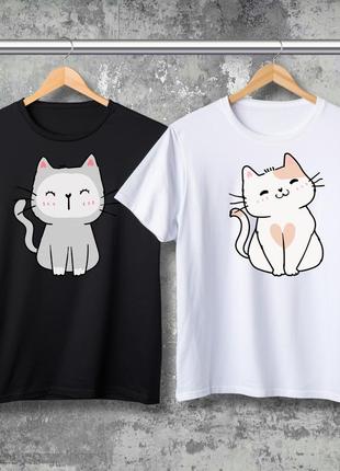 Парная футболка с принтом - котики!
