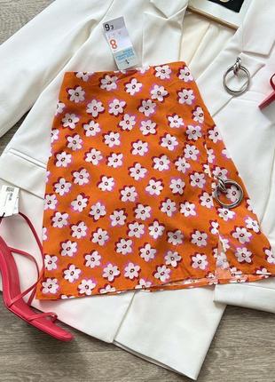 Стильная новая мини юбка в цветочный принт primark 36/s