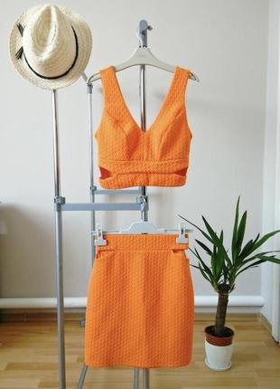Костюм (топ, спідниця) miss selfridge м (46) костюм жіночий літній топ з спідницею, помаранчевий