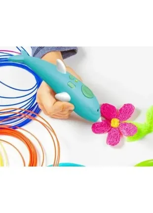Детская 3d ручка аккумуляторная дельфин k9903 + пластик 8 цветов