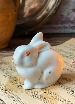 Винтаж!🌸🐇🌸 кролик пленительный фарфор ручной росписи лесные отчета маленькая фигурка статуэтка интерьерная
