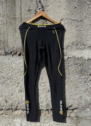 Оригинальные лосины skins men’s a200 thermal long tights black/yellow
