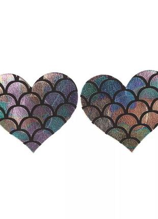 Стикини на грудь сердечка 8 см разноцветный
