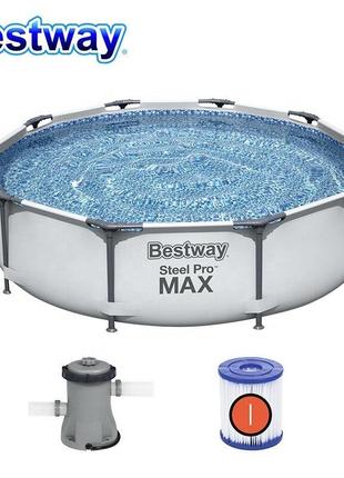 Bestway 56408 (діаметр 305 x висота 76 см) каркасний басейн steel pro frame pool (intex 28202)