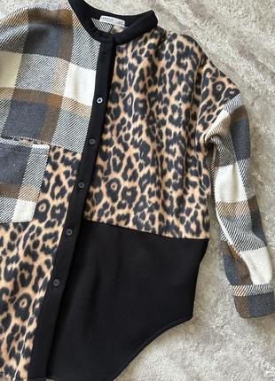 Тепла трендова сорочка принт лео bekhtir5 фото