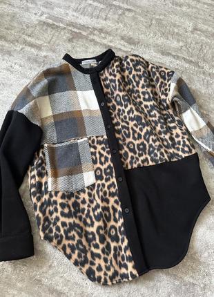 Тепла трендова сорочка принт лео bekhtir3 фото