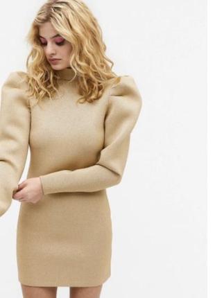 Золотое платье мини с блеском monki diamond