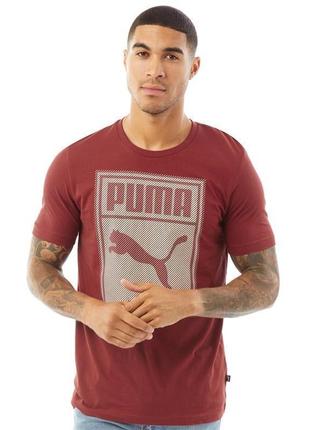 Стильная бордовая футболка с принтом puma m