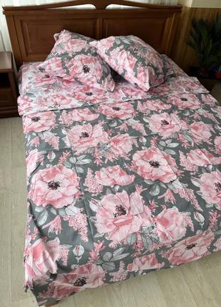 Комплект постельного белья бязь-люкс, розовые цветы