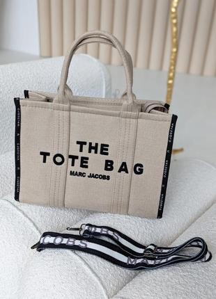 Стильная фирменная текстильная сумка the tote bag летняя сумка шоппер marc jacobs tote bag