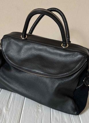 Женская черная сумка cromia италия оригинал кожа средний размер8 фото