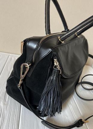Женская черная сумка cromia италия оригинал кожа средний размер9 фото