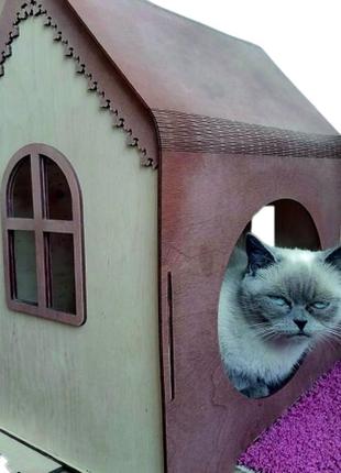 Будиночок для кота | дерев'яний будиночок для кота | будиночок для кішки з кошенятами