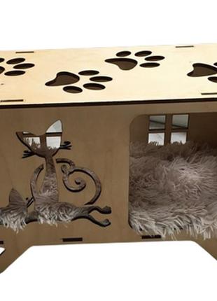Будиночок для кота | дерев'яний будиночок для кота | будиночок для кішки з кошенятами