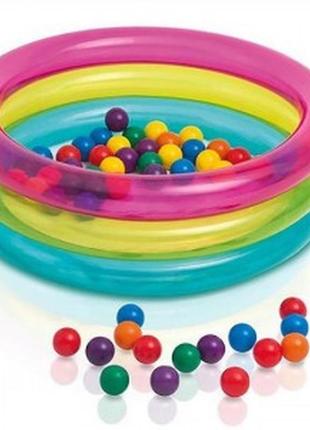 Intex 48674 (діаметр 86 x висота 25 см) надувний дитячий басейн, у комплекті 50 кульок