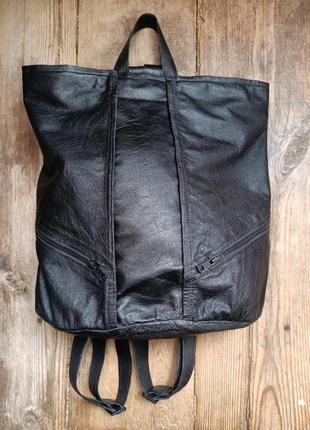 Чорний шкіряний рюкзак, рюкзак з натуральної шкіри