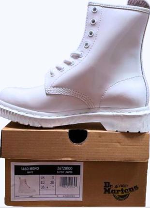 Dr. martens черевики 26728100 1460 mono white patent lamper мартенси білі шкіра лак