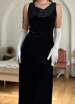 Роскошное винтажное бархатное платье от бренда yessika платье имеет макси длину.