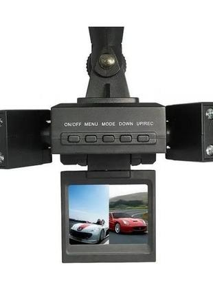 Автомобильный dvr видеорегистратор two camera car hd c 2-мя поворотными камерами 2.0" экран ночная съемка цикл