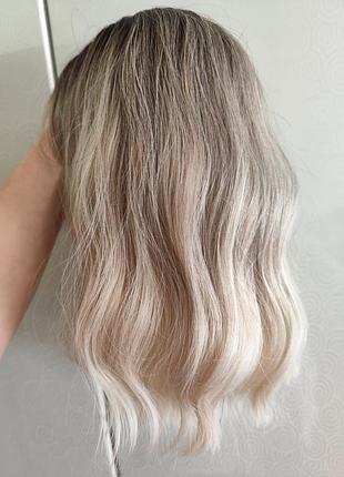 Парик перука каре волнистые волосы канекалон искусственные как настоящие холодный блонд ом...