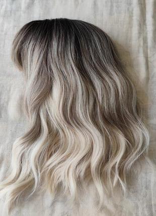 Парик перука каре волнистые волосы канекалон искусственные как настоящие холодный блонд ом...
