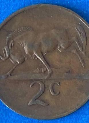 Монета южной африки 2 цента 1970 г