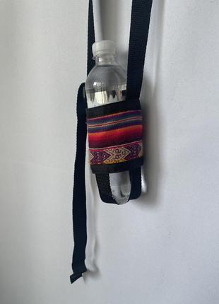 Етно-бохо сумочка для пляшки в похід з візерунком у стилі непал чохол тримач для пляшечки