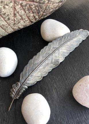 Огромная 11 см брош винтаж перо "ватяжек ацтеков"