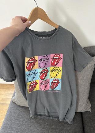 Сіра футболка з потертостями rolling stones primark