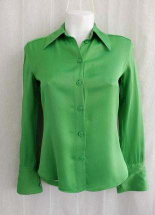 Зелена смарагдова сорочка з 100% віскози від zara розмір xs