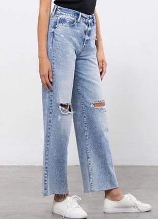 Кружевные широкие джинст с потертостями tally weijl