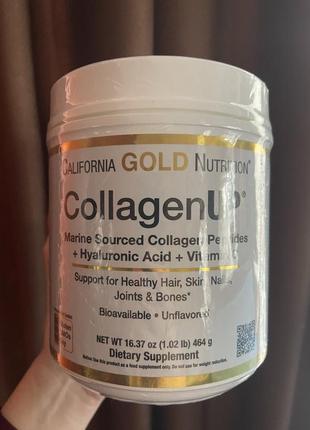Морський колаген із гіалуроновою кислотою і вітаміном c california gold nutrition collagenup 464 гр
